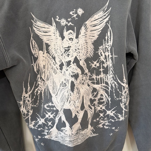 Valkyrae Dagger Hoodie Norse Mythology Valkyrie Gray Heavy All Over Print 2023 S - Picture 6 of 13